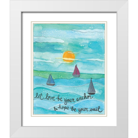Love Anchor White Modern Wood Framed Art Print with Double Matting by Martin, Monica