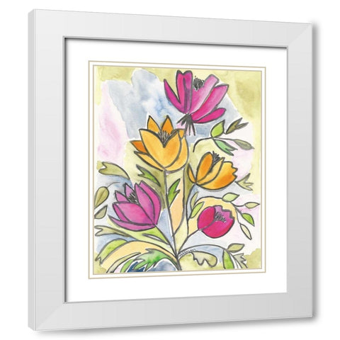 Summer Bouquet White Modern Wood Framed Art Print with Double Matting by Martin, Monica