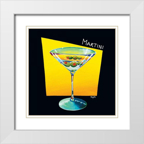 Martini White Modern Wood Framed Art Print with Double Matting by Naylor, Mary