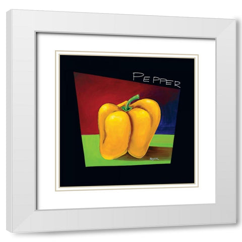 Yellow Pepper White Modern Wood Framed Art Print with Double Matting by Naylor, Mary
