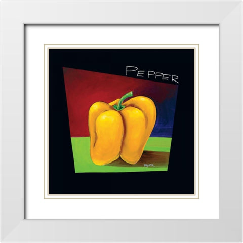 Yellow Pepper White Modern Wood Framed Art Print with Double Matting by Naylor, Mary