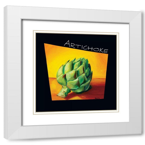 Artichoke White Modern Wood Framed Art Print with Double Matting by Naylor, Mary