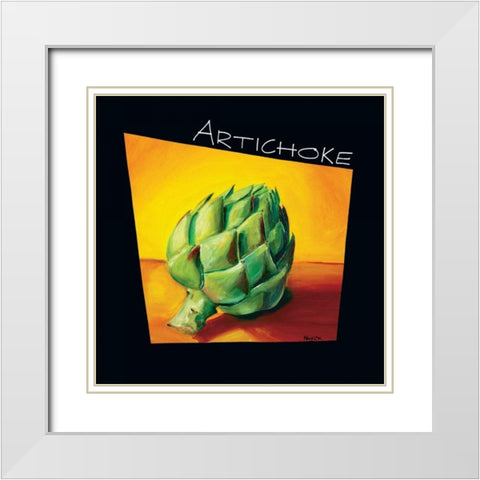 Artichoke White Modern Wood Framed Art Print with Double Matting by Naylor, Mary