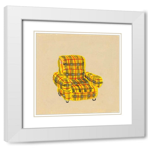 Plaid White Modern Wood Framed Art Print with Double Matting by Nicholas, Debbie