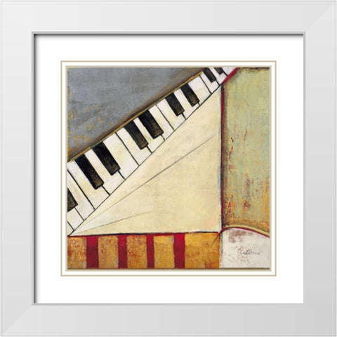 Music Notes I White Modern Wood Framed Art Print with Double Matting by Osborne, Susan