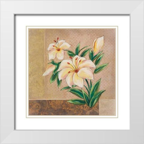 Spring Floral II White Modern Wood Framed Art Print with Double Matting by Osborne, Susan