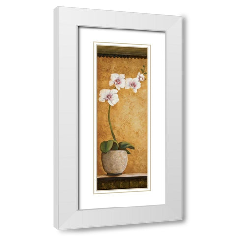 Hannas Orchids I White Modern Wood Framed Art Print with Double Matting by Osborne, Susan