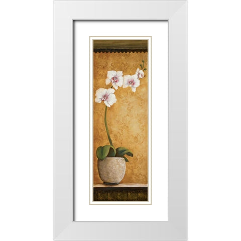 Hannas Orchids I White Modern Wood Framed Art Print with Double Matting by Osborne, Susan
