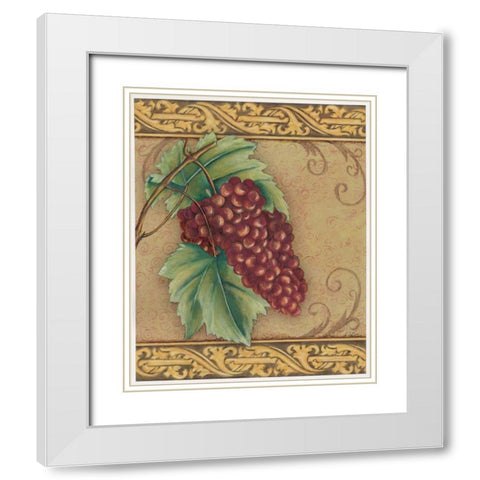 Grape Tapestry I White Modern Wood Framed Art Print with Double Matting by Osborne, Susan