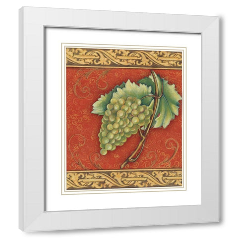 Grape Tapestry II White Modern Wood Framed Art Print with Double Matting by Osborne, Susan