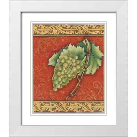 Grape Tapestry II White Modern Wood Framed Art Print with Double Matting by Osborne, Susan