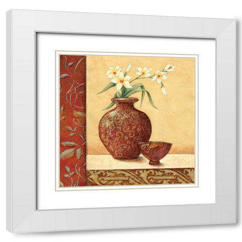 Cinnamon Summer I White Modern Wood Framed Art Print with Double Matting by Osborne, Susan