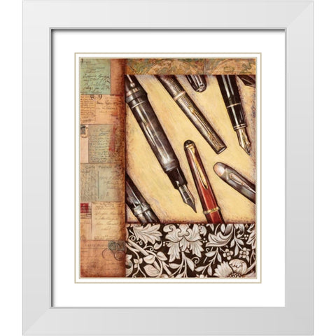 Calligraphy White Modern Wood Framed Art Print with Double Matting by Osborne, Susan