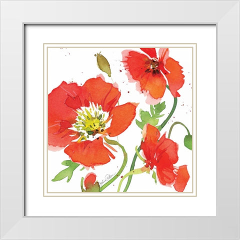Red Poppies II White Modern Wood Framed Art Print with Double Matting by Paton, Julie