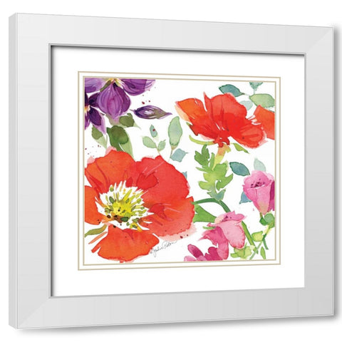 Red Poppies IV White Modern Wood Framed Art Print with Double Matting by Paton, Julie