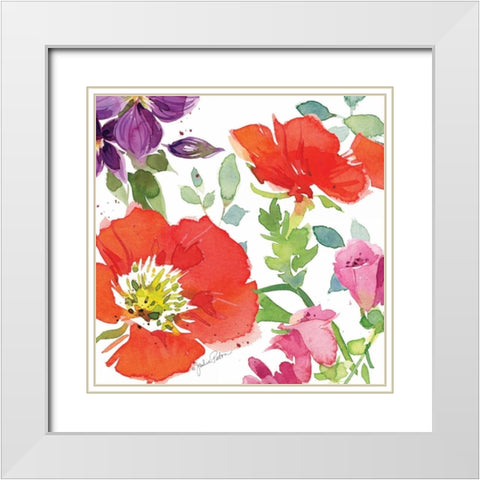 Red Poppies IV White Modern Wood Framed Art Print with Double Matting by Paton, Julie