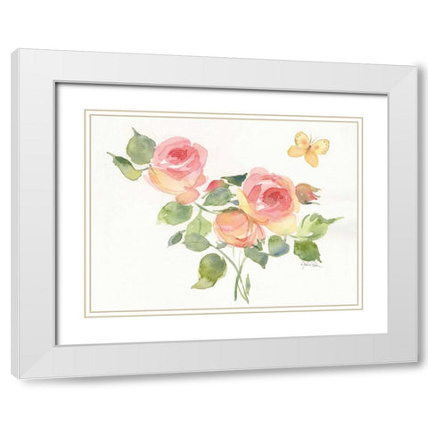 Roses I White Modern Wood Framed Art Print with Double Matting by Paton, Julie