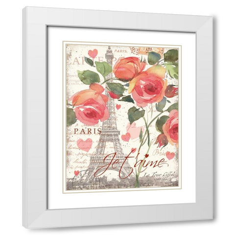 Je Taime I White Modern Wood Framed Art Print with Double Matting by Paton, Julie