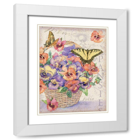 Pansies Folio White Modern Wood Framed Art Print with Double Matting by Paton, Julie