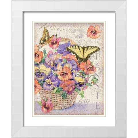 Pansies Folio White Modern Wood Framed Art Print with Double Matting by Paton, Julie