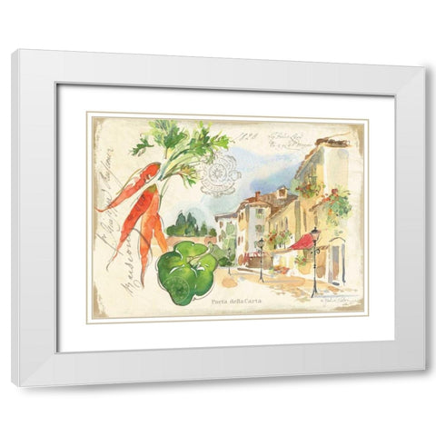 Piazzette Carrots White Modern Wood Framed Art Print with Double Matting by Paton, Julie