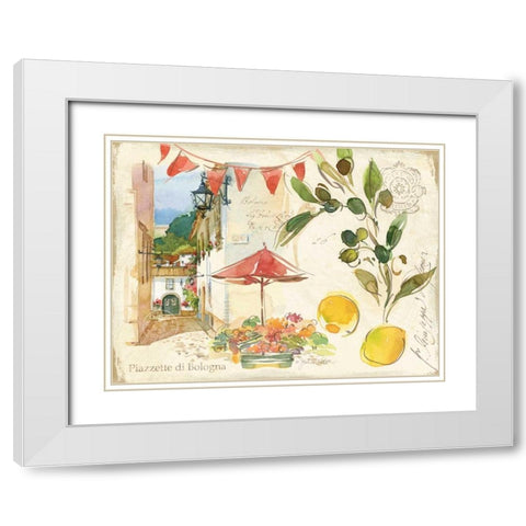 Piazzette Olives White Modern Wood Framed Art Print with Double Matting by Paton, Julie