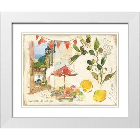 Piazzette Olives White Modern Wood Framed Art Print with Double Matting by Paton, Julie