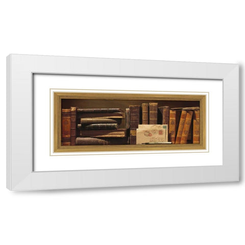Librairie I White Modern Wood Framed Art Print with Double Matting by Pelletier, Alain