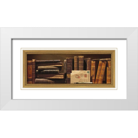 Librairie I White Modern Wood Framed Art Print with Double Matting by Pelletier, Alain