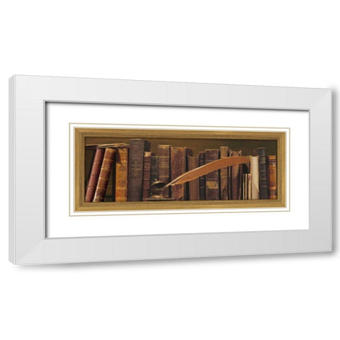 Librairie II White Modern Wood Framed Art Print with Double Matting by Pelletier, Alain
