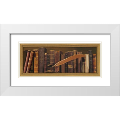 Librairie II White Modern Wood Framed Art Print with Double Matting by Pelletier, Alain