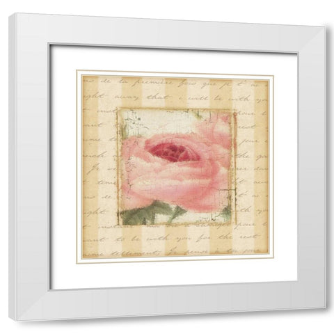 Rose and Romance I White Modern Wood Framed Art Print with Double Matting by Pela Design