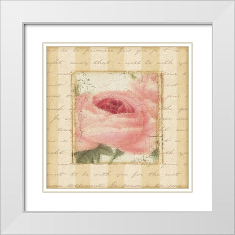 Rose and Romance I White Modern Wood Framed Art Print with Double Matting by Pela Design