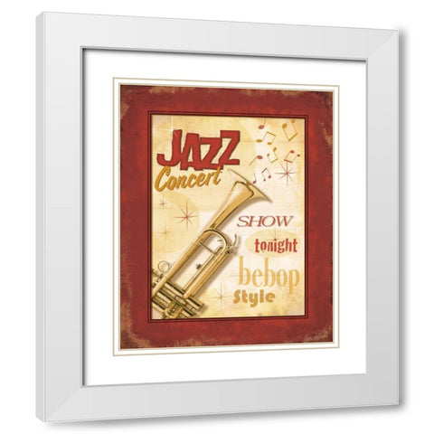 New Orleans Jazz I White Modern Wood Framed Art Print with Double Matting by Pela Design