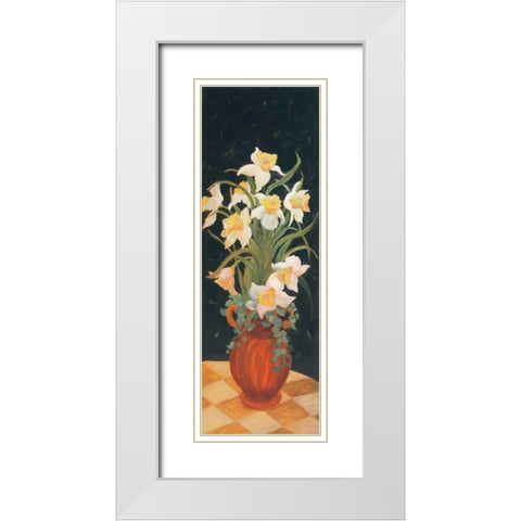Daffodils at Dark White Modern Wood Framed Art Print with Double Matting by Platt, Leila