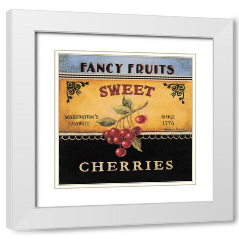 Sweet Cherries White Modern Wood Framed Art Print with Double Matting by Poloson, Kimberly