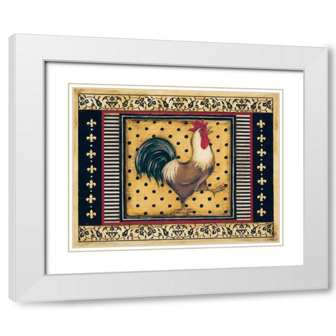 Provence Rooster I White Modern Wood Framed Art Print with Double Matting by Poloson, Kimberly