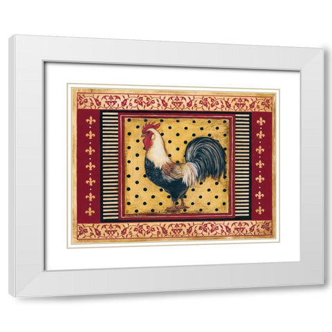 Provence Rooster II White Modern Wood Framed Art Print with Double Matting by Poloson, Kimberly