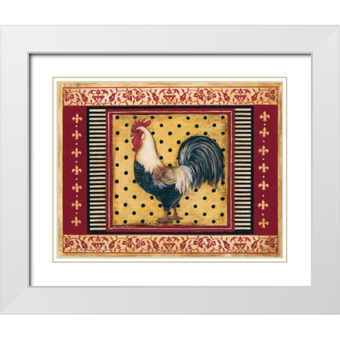 Provence Rooster II White Modern Wood Framed Art Print with Double Matting by Poloson, Kimberly
