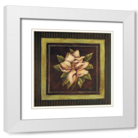 Magnolia II White Modern Wood Framed Art Print with Double Matting by Poloson, Kimberly