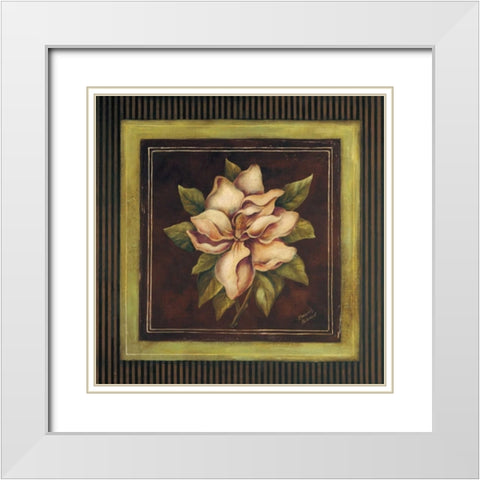 Magnolia II White Modern Wood Framed Art Print with Double Matting by Poloson, Kimberly