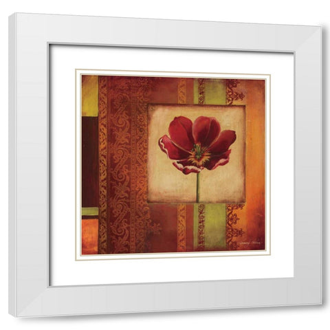 Mediterranean Floral I White Modern Wood Framed Art Print with Double Matting by Poloson, Kimberly