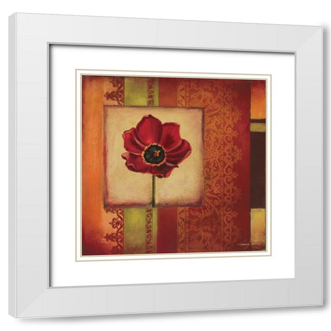 Mediterranean Floral II White Modern Wood Framed Art Print with Double Matting by Poloson, Kimberly