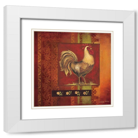 Murano Rooster I White Modern Wood Framed Art Print with Double Matting by Poloson, Kimberly