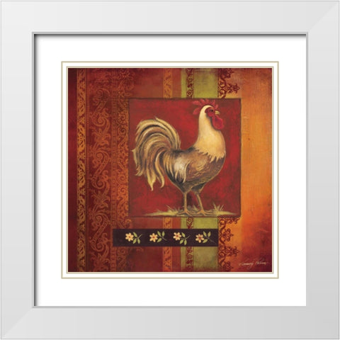 Murano Rooster I White Modern Wood Framed Art Print with Double Matting by Poloson, Kimberly