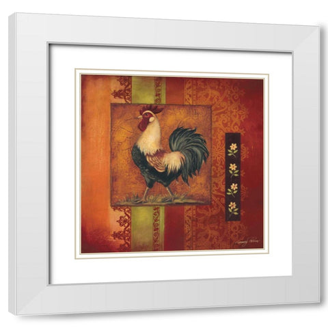 Murano Rooster II White Modern Wood Framed Art Print with Double Matting by Poloson, Kimberly