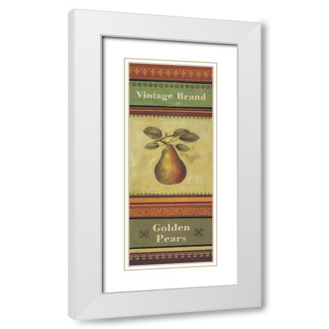 Golden Pears White Modern Wood Framed Art Print with Double Matting by Poloson, Kimberly