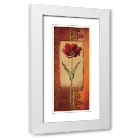 Mediterranean Tulip I White Modern Wood Framed Art Print with Double Matting by Poloson, Kimberly