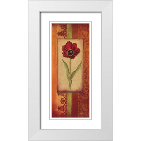 Mediterranean Tulip II White Modern Wood Framed Art Print with Double Matting by Poloson, Kimberly