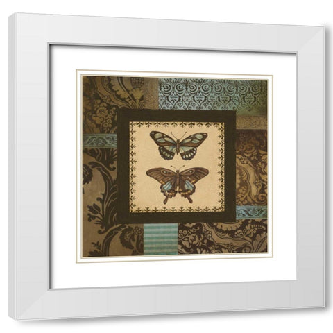 Butterfly Garden I White Modern Wood Framed Art Print with Double Matting by Poloson, Kimberly
